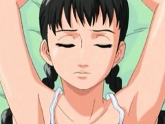 Hentai beauty gets hairy twat fingered and licked