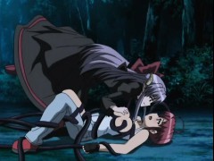 Busty anime caught and tentacles fucked in the forest